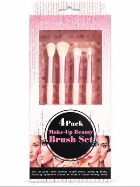 4-Piece Makeup Brush Set Pink Beauty Brushes | New in Box